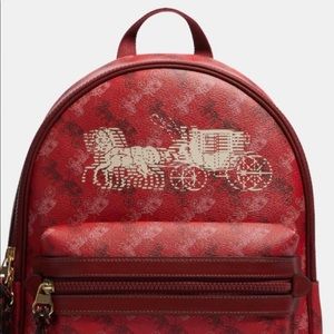 MEDIUM CHARLIE BACKPACK HORSE AND CARRIAGE PRINT